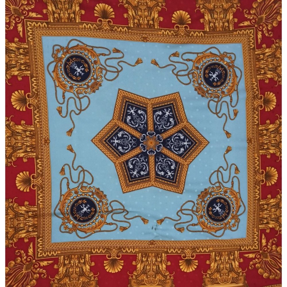 BLU DI BALESTRA Blue Royal Silk Scarf ITALY 34.5"/ 34.5” EC - Picture 8 of 10